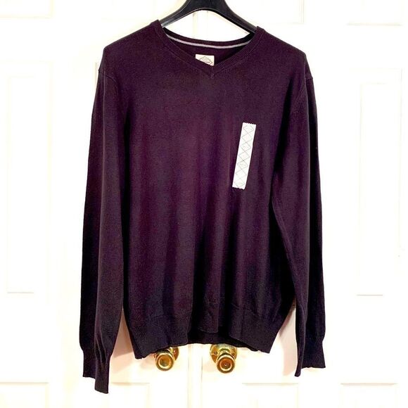 NWT BLACK SAINT JOHN BAY V-NECK SWEATER SIZE-XL - Picture 1 of 5